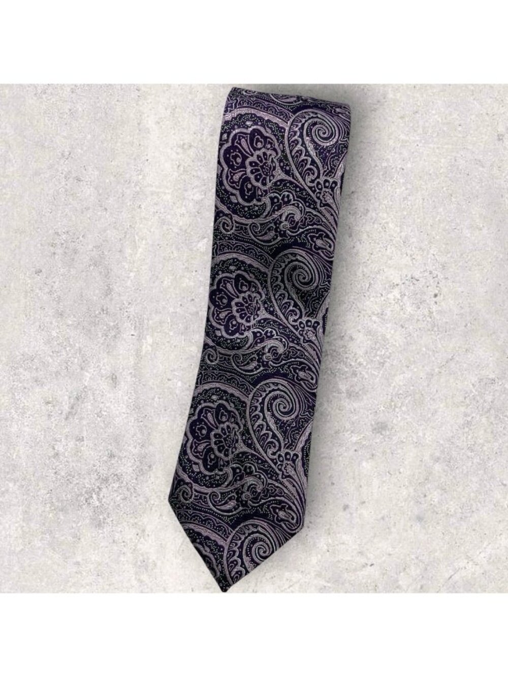 ALTEA Silk Tie ITALY Navy Pink Paisley W:3.1" EUC